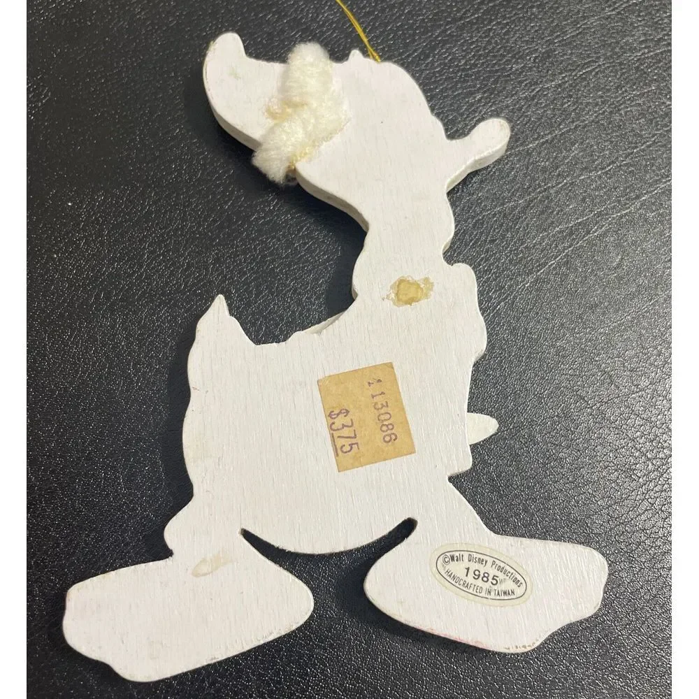Vintage ✨Walt Disney Company Donald‎ Duck Wood Christmas Tree Ornament 1985